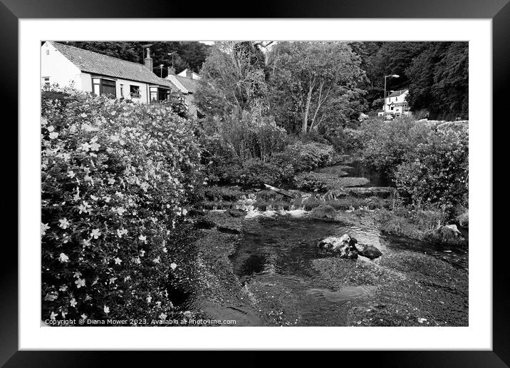 Cheddar Gorge Village in Black and White Framed Mounted Print by Diana Mower