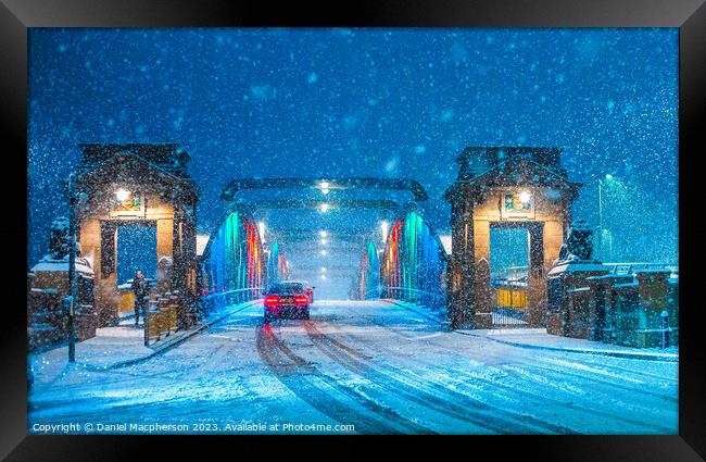 Rochester Bridge during the snow storm 2022 Framed Print by Daniel Macpherson