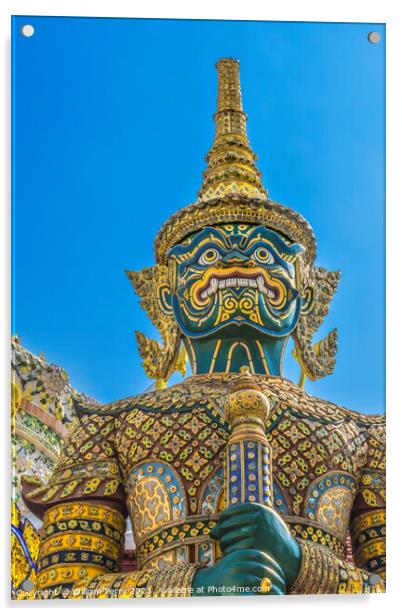 Green Guardian Statue Grand Palace Bangkok Thailand Acrylic by William Perry