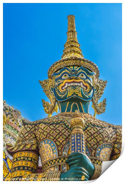Green Guardian Statue Grand Palace Bangkok Thailand Print by William Perry