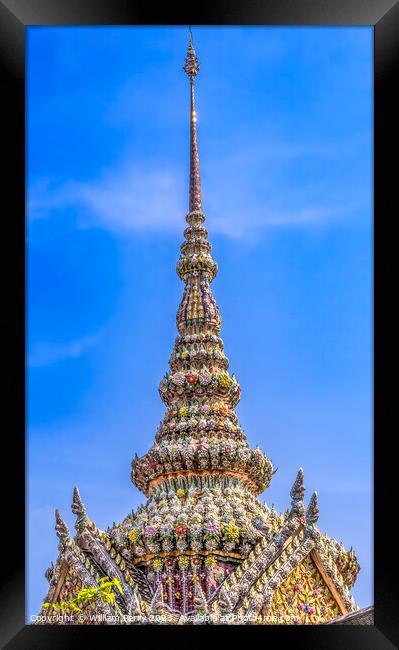 Porcelain Stupa Pagoda Grand Palace Bangkok Thailand Framed Print by William Perry