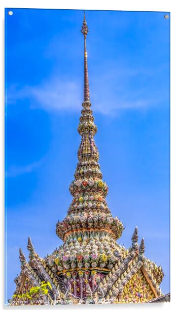 Porcelain Stupa Pagoda Grand Palace Bangkok Thailand Acrylic by William Perry