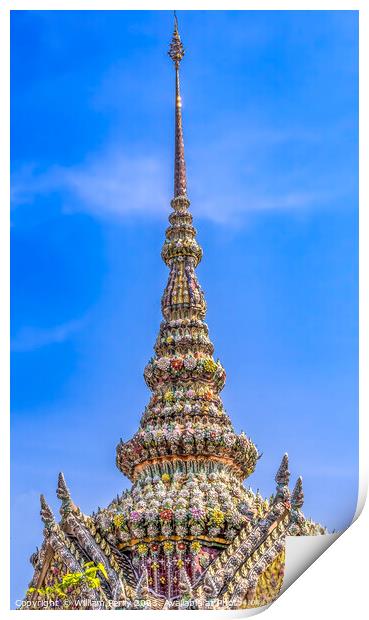 Porcelain Stupa Pagoda Grand Palace Bangkok Thailand Print by William Perry