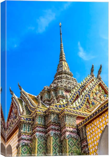 Porcelain Pagoda Grand Palace Bangkok Thailand Canvas Print by William Perry