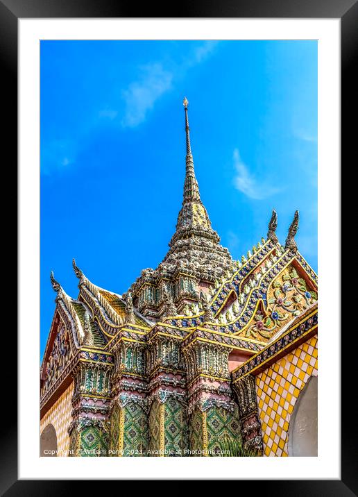 Porcelain Pagoda Grand Palace Bangkok Thailand Framed Mounted Print by William Perry
