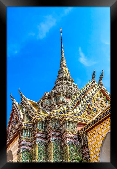 Porcelain Pagoda Grand Palace Bangkok Thailand Framed Print by William Perry