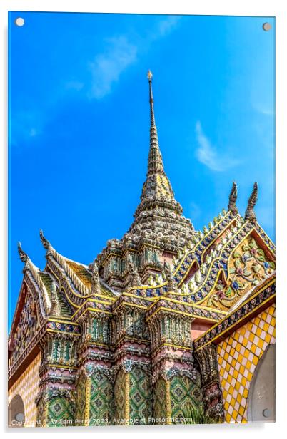 Porcelain Pagoda Grand Palace Bangkok Thailand Acrylic by William Perry