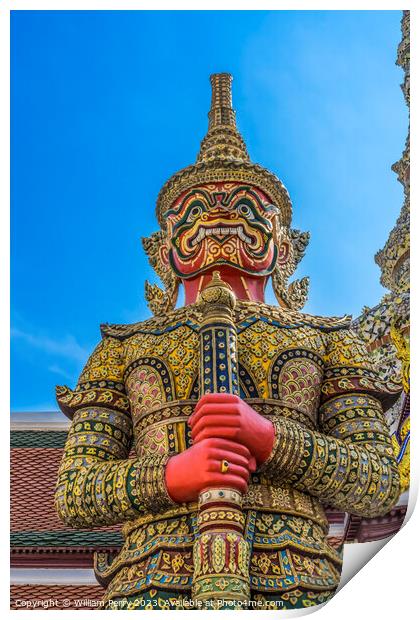  Red Guardian Statue Grand Palace Bangkok Thailand Print by William Perry