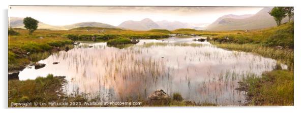 Majestic Reflections of Rannoch Moor Acrylic by Les McLuckie