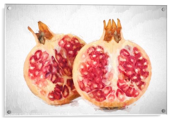 Oil painting fresh fruit - pomegranate Acrylic by Lubos Chlubny