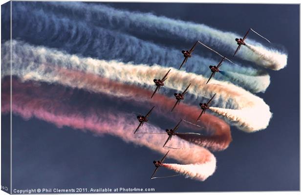 Red Arrows Roll Canvas Print by Phil Clements