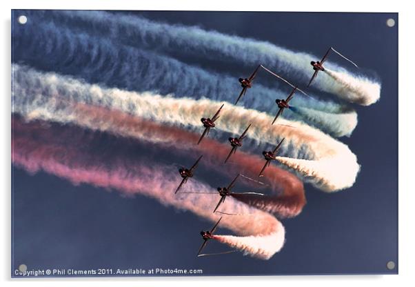 Red Arrows Roll Acrylic by Phil Clements