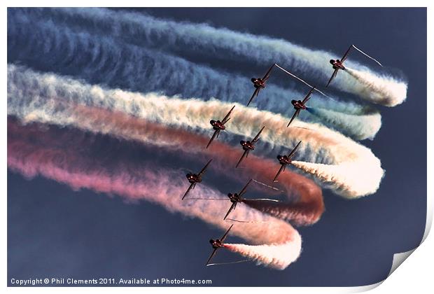 Red Arrows Roll Print by Phil Clements