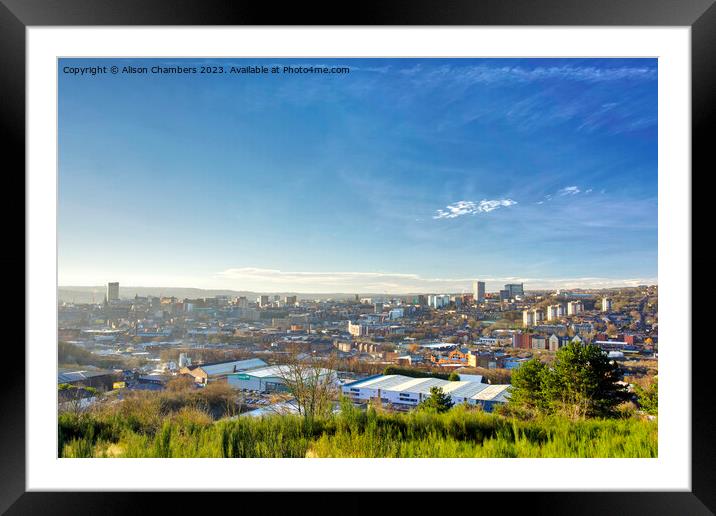 Sheffield Skyline View Framed Mounted Print by Alison Chambers