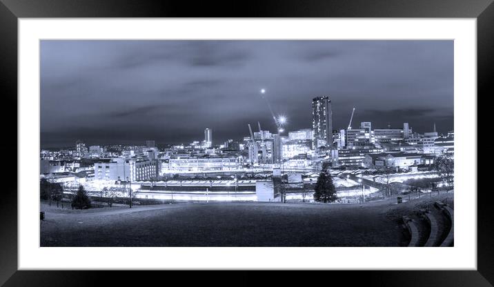 Sheffield Skyline Night Framed Mounted Print by Apollo Aerial Photography