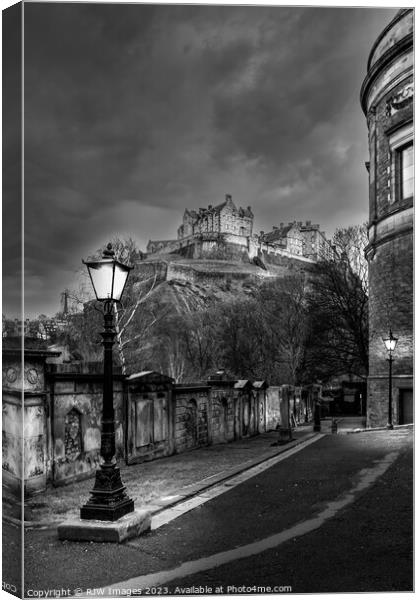 Edinburgh Castle from St Cuthberts Canvas Print by RJW Images