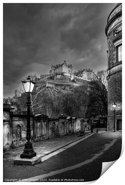 Edinburgh Castle from St Cuthberts Print by RJW Images
