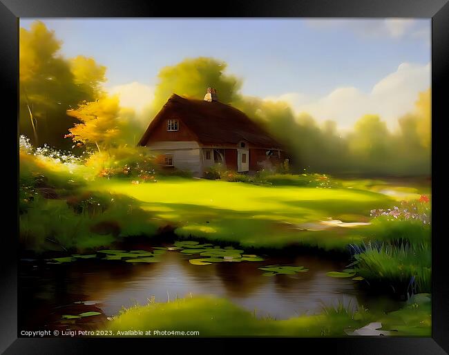 Charming country cottage by the pond Framed Print by Luigi Petro