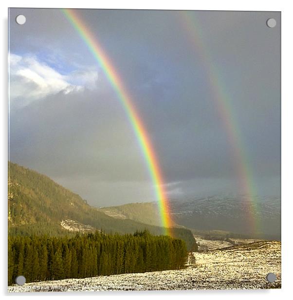 Double Rainbow over Strathmashie Acrylic by Derek Whitton