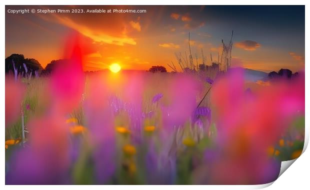 Flower Meadow Sunrise Print by Stephen Pimm