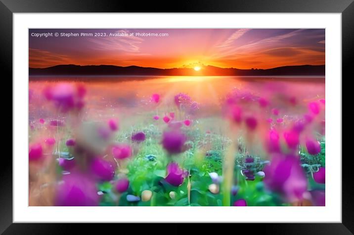 Flower Meadow Sunrise Framed Mounted Print by Stephen Pimm