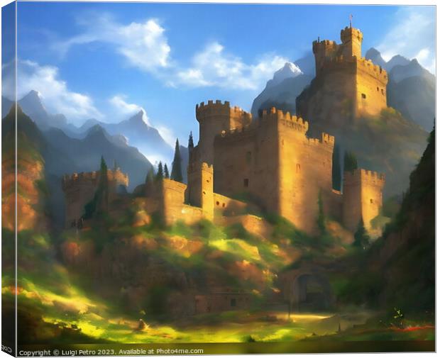 Enchanting Medieval Fortress in a Dreamlike Landsc Canvas Print by Luigi Petro