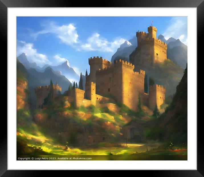 Enchanting Medieval Fortress in a Dreamlike Landsc Framed Mounted Print by Luigi Petro