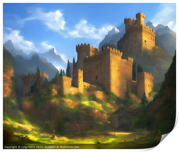 Enchanting Medieval Fortress in a Dreamlike Landsc Print by Luigi Petro