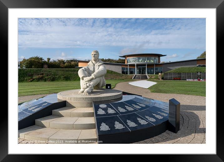 The central statue at the RAF Battle of Britain Memorial with the visitor centre in the background, Capel-le-Ferne, England Framed Mounted Print by Dave Collins