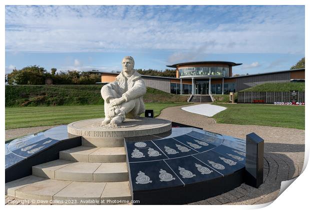 The central statue at the RAF Battle of Britain Memorial with the visitor centre in the background, Capel-le-Ferne, England Print by Dave Collins