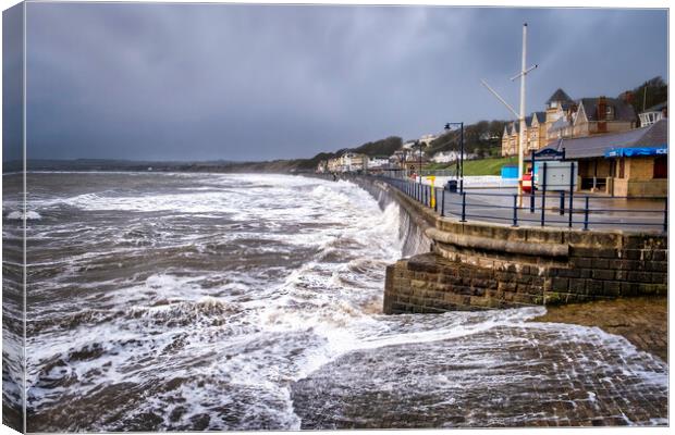 Filey Seafront at High Tide Canvas Print by Tim Hill