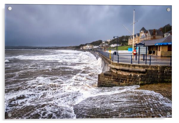 Filey Seafront at High Tide Acrylic by Tim Hill