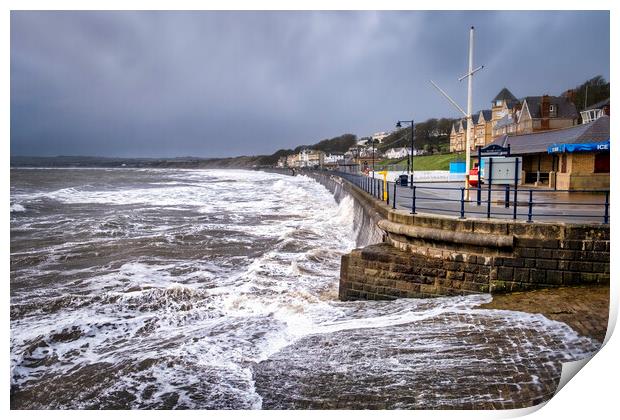 Filey Seafront at High Tide Print by Tim Hill