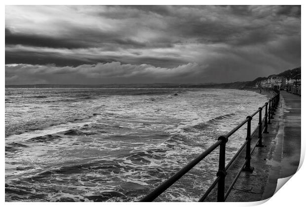 Filey Black and White Print by Tim Hill