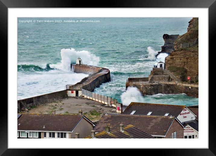 Portreath After Storm Eunice Framed Mounted Print by Terri Waters
