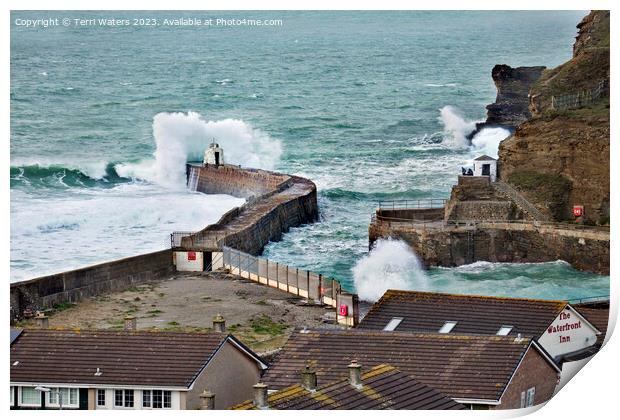 Portreath After Storm Eunice Print by Terri Waters