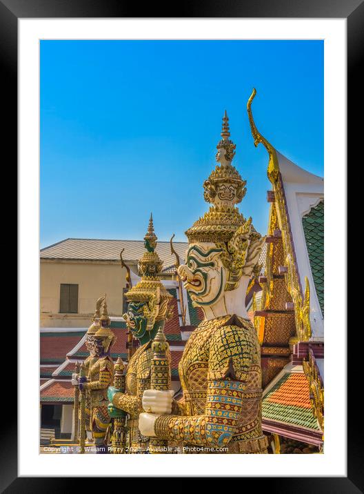 Guardian Row Grand Palace Bangkok Thailand Framed Mounted Print by William Perry