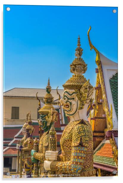 Guardian Row Grand Palace Bangkok Thailand Acrylic by William Perry