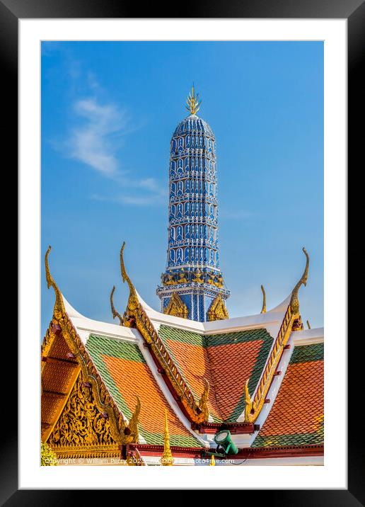 Porcelain Pagoda Grand Palace Bangkok Thailand Framed Mounted Print by William Perry