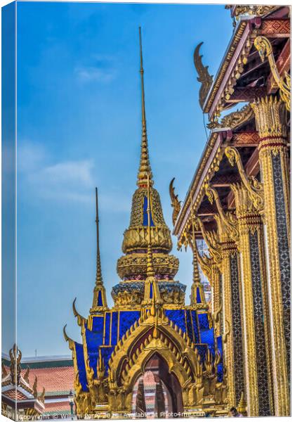 Blue Pagoda Courtyard Emerald Buddha Temple Grand Palace Bangkok Canvas Print by William Perry