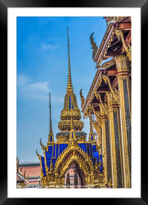 Blue Pagoda Courtyard Emerald Buddha Temple Grand Palace Bangkok Framed Mounted Print by William Perry
