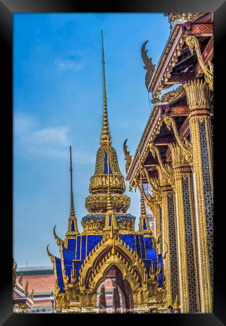 Blue Pagoda Courtyard Emerald Buddha Temple Grand Palace Bangkok Framed Print by William Perry