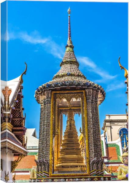 Small Gold Shrine Grand Palace Bangkok Thailand Canvas Print by William Perry