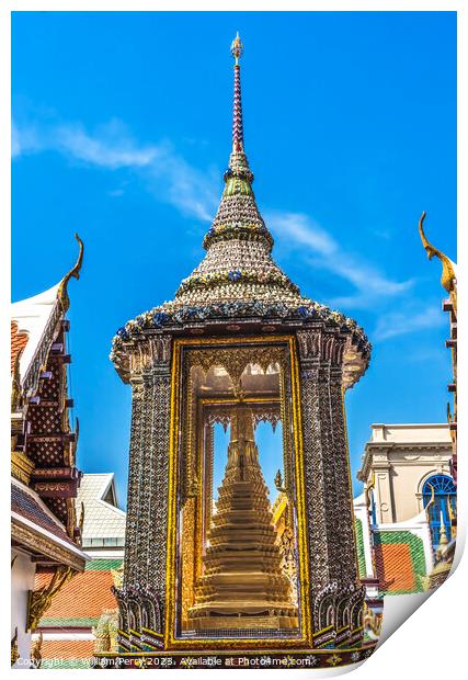 Small Gold Shrine Grand Palace Bangkok Thailand Print by William Perry