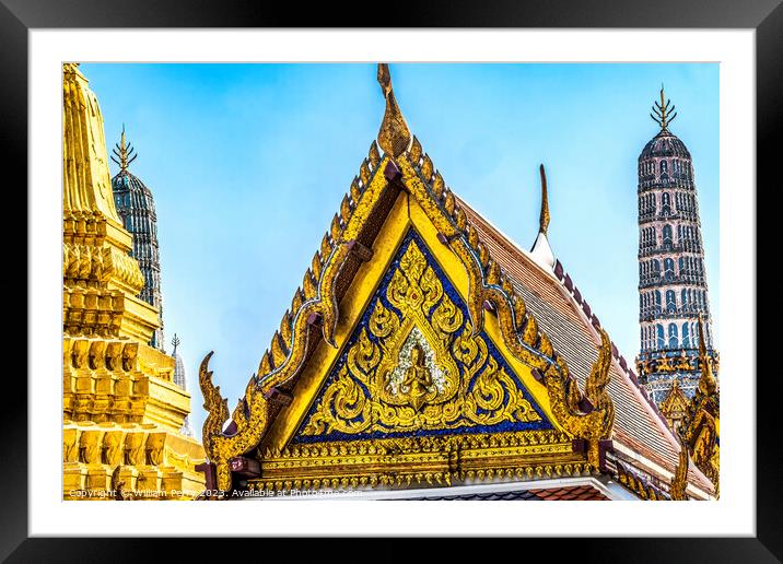 Praying Buddha Facade Grand Palace Bangkok Thailand Framed Mounted Print by William Perry