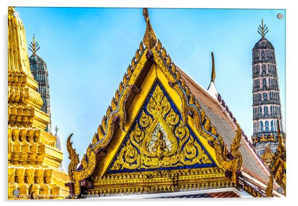 Praying Buddha Facade Grand Palace Bangkok Thailand Acrylic by William Perry