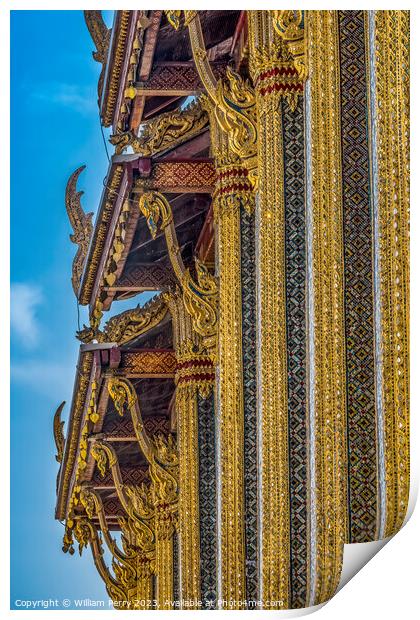 Details Emerald Buddha Temple Grand Palace Bangkok Thailand Print by William Perry