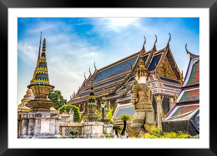 Emerald Buddha Temple Grand Palace Bangkok Thailand Framed Mounted Print by William Perry