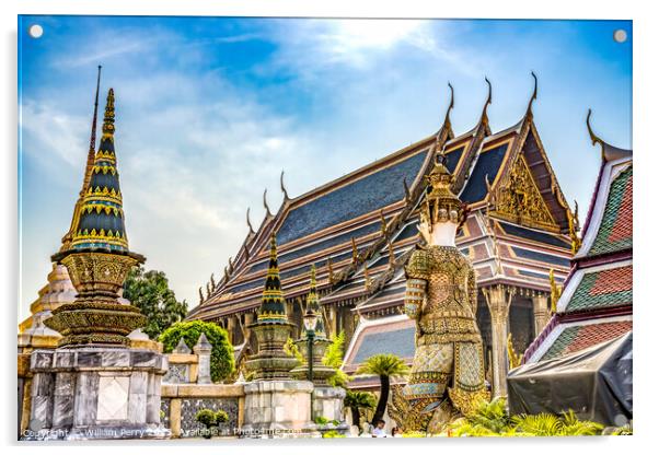 Emerald Buddha Temple Grand Palace Bangkok Thailand Acrylic by William Perry