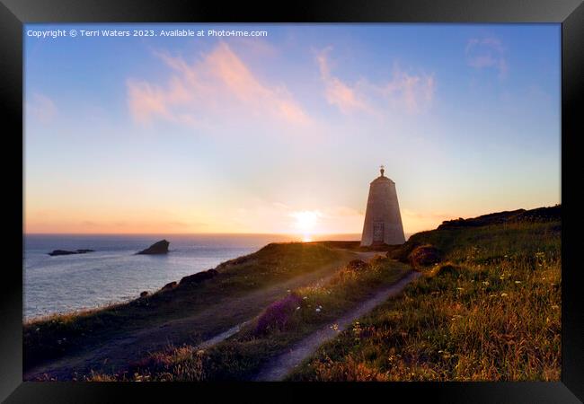 Pepperpot Sunset Portreath Framed Print by Terri Waters
